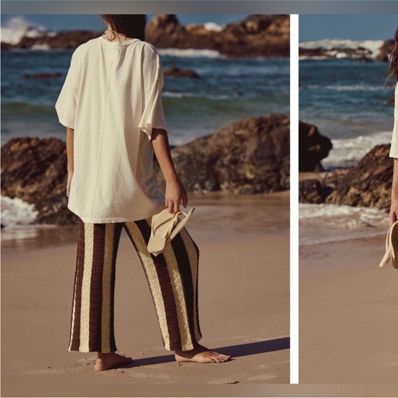 NWOT Free People We the Free Shell Tee - ivory combo - XS oversized - Picture 3 of 8